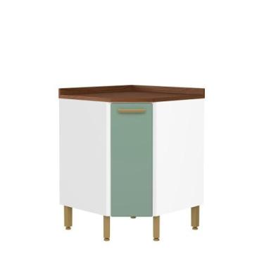 Imagem de Balcão Cozinha de Canto em Aço com 1 Porta Bella Bertolini, Verde/Bran