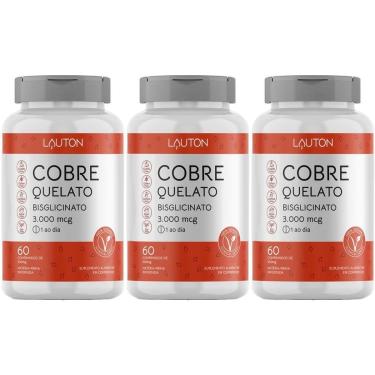 Imagem de Kit 3X Cobre Quelato Bisglicinato - 60 Comprimidos - Lauton Nutrition-Masculino