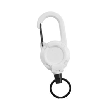 Imagem de UGPLM Chaveiro retrátil com mosquetão, porta-crachá leve com cordão retrátil, e ideal para viagens e atividades ao ar livre, Branco