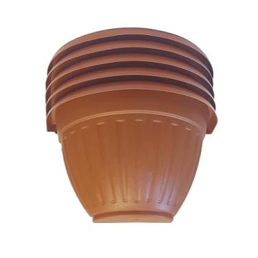 Imagem de Vaso Meia Lua em Plástico, Marrom, 20x12 cm, para Flores e Temperos, Jardim Vertical, 5 Unidades (Cerâmica)