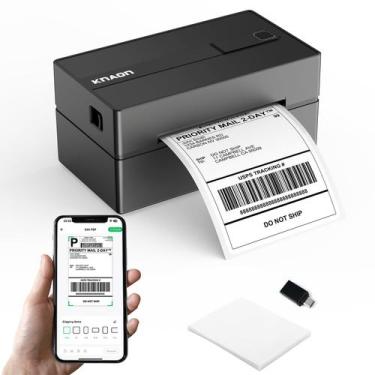 Imagem de Impressora térmica de etiquetas KNAON Bluetooth 4x6 sem fio preta