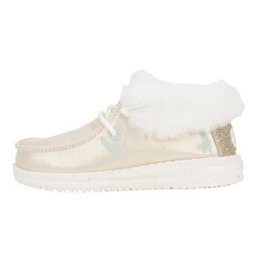 Imagem de Hey Dude Tênis feminino infantil Wendy Fold Metallic Shine (infantil), dourado, 39 médio
