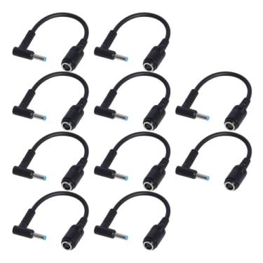 Imagem de CHICHIYANG Conversor de porta de entrada CC para laptop, 10 peças, conector redondo de 7,4 x 5,0 mm, adaptador de extremidade de plugue de 4,5 x 3,0 mm, compatível com pontas azuis HP