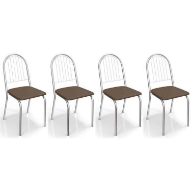 Imagem de Cadeira De Cozinha Noruega 2c077 Kit 4 Un Cromado Marrom 21