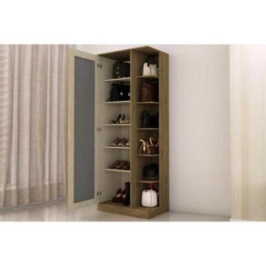 Imagem de Armário Multiuso Casal Duetto 1 Porta C/espelho Castanho - Henn