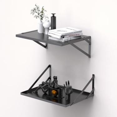 Imagem de XINWXSS Prateleiras flutuantes profundas pretas para parede, 40,6 cm L x 30,5 cm D, conjunto de 2 prateleiras flutuantes largas para sala de estar, cozinha, escritório, quarto e decoração