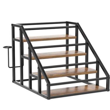 Imagem de Organizador de rack de xarope de café, prateleiras de armazenamento de bancada de 4 níveis, armazenamento de cozinha, suporte de 16 garrafas de xarope para vinho, licor, rack organizador de estação de