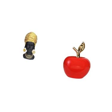 Imagem de Fenteer Escultura de Resina de Africana, Enfeite Criativo de Peça Central para Prateleira de Entrada de Casa E Decoração de Arte de Frutas em Cerâmica