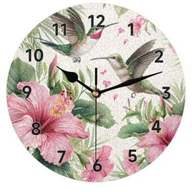 Imagem de JIEDFEJUI Relógio de parede beija-flor 24 cm relógios de parede silenciosos operados por bateria relógios redondos sem tique-taque para sala de estar cozinha quarto decoração presente