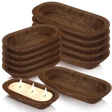 Imagem de Nuogo Pacote com 10 tigelas de massa de madeira, tigelas de massa rústicas a granel para casamento, faça você mesmo, artesanato doméstico, decoração de frutas de fazenda (31,5/21,5 cm, marrom)