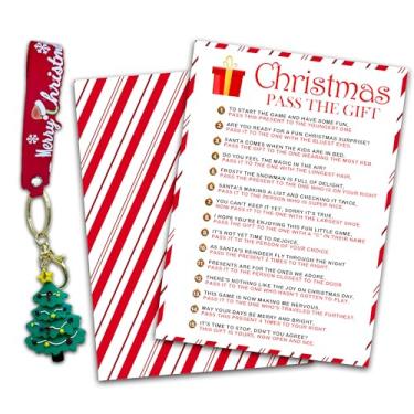 Imagem de Kit de jogo Christmas Pass The Gift, 2 cartões de jogos com 1 presente de árvore de Natal, jogos quebra-gelo para a família de inverno, suprimentos engraçados para festa de Natal, lembrancinhas e