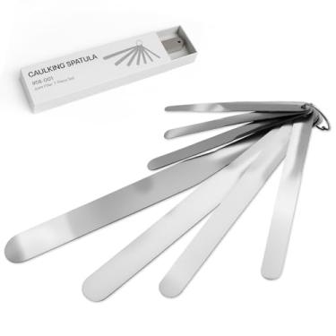 Imagem de 958-G01 Conjunto de ferramentas de espátula de calafetagem de 7 peças, rodo simplificado de aço inoxidável e cabeça redonda fixa para calafetagem e argamassa, larguras de 3/20.3 cm a 1-1/5.1 cm para
