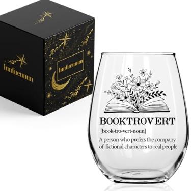 Imagem de Innfueunun Booktrovert Book Lover Gifts Definição Taça de vinho, Natal engraçado, aniversário, presente para amantes de leitura de livros, bibliotecários, viciados em livros - 425 g