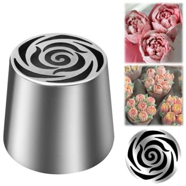 Imagem de Jiozermi Ponta de tubulação russa extra grande, bico de cobertura de flores de aço inoxidável, bocal de confeiteiro floral para decoração de bolo de aniversário, cobertura, biscoito de creme, faça