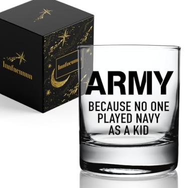 Imagem de Innfueunun Because No One Ever Played Navy As A Kid, copo de uísque engraçado do exército dos EUA, presente de vidro de uísque de aposentadoria de homenagem aos veteranos para Ação de Graças, Natal
