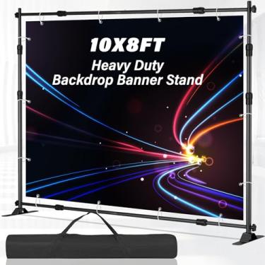 Imagem de Kit de suporte de banner de 25 x 20 m, suporte de pano de fundo ajustável para festas, suporte de fotografia resistente com bolsa portátil para aniversários, promoções e exposições (faixa não incluída