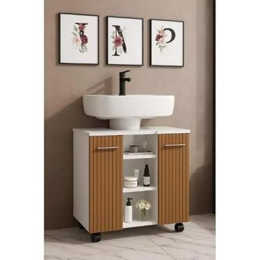 Imagem de Gabinete de Banheiro Premium para Pia de Coluna, 2 Portas, Compacto,gabinete banheiro (BRANCORIPADO)