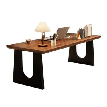 Imagem de Mesa de trabalho Mesa de trabalho moderna e espaçosa para laptop com pernas aço carbono, mesa escritório minimalista para casa(Light Walnut,Xxxl)