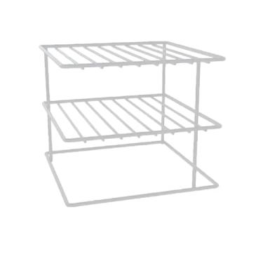 Imagem de Organizador de Armario Prateleira Porta Pratos 3 Andares Grande Para Cozinha(Prateleira 3 Andares Branco)