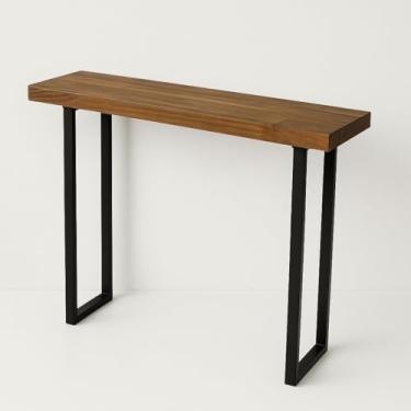 Imagem de Aparador Buffet Industrial para Sala com Tampo Grosso em Madeira Pinus Imbuia e Pés de Ferro Preto – Cantinho do Café Decoração