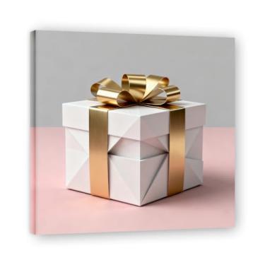 Imagem de NHLDZYH Moldura interna. Pintura em tela de Natal escandinavo Geometria minimalista Ouro escovado em rosa empoeirado Moderno Imagem de parede festiva. A38. 60 x 60 cm - 23,6 x 23,6 polegadas