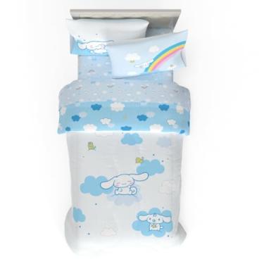 Imagem de Jogo de cama de solteiro Cinnamoroll com 4 peças, edredom e lençol de microfibra supermacia, (produto oficialmente licenciado) pela Franco Collectibles