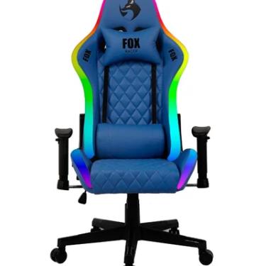 Imagem de Cadeira Gamer Fox Racer, Até 120KG, RGB Azul, Iluminação LED, Ajustes Personalizados, Preto