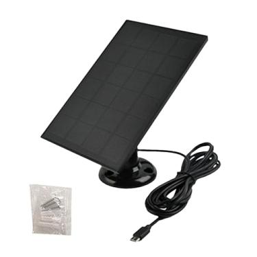 Imagem de Shakven Painel solar para campainha circular,Painel solar para câmera de segurança,Painéis de carregador solar externos à prova d'á | de 1,2 m, suporte de montagem de 360°, carregador de painel
