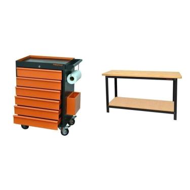Imagem de Conjunto Bancada para Ferramentas Carro de Ferramentas Profissional Gavetas Presto Laranja