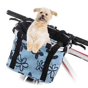 Imagem de Matybobe Cesta de bicicleta dobrável para guidão bolsa de transporte de ciclo rápido para animais de estimação cães e gatos
