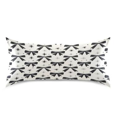 Imagem de Blueangle Fronha de cetim com gravata borboleta legal para cabelo e pele, fronha de seda, tamanho king (50,8 x 101,6 cm) - Capas de almofada de cetim refrescantes com fecho de envelope (653)