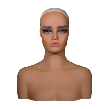 Imagem de Zialofi Cabeça de manequim realista, peça de cabelo, estilo multiuso, suporte de chapéu com ombros para óculos, cachecol, colar