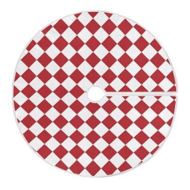 Imagem de ATTX Saia de árvore de Natal xadrez vermelha e branca 118 cm, decoração festiva para festas de Natal e Ano Novo #8