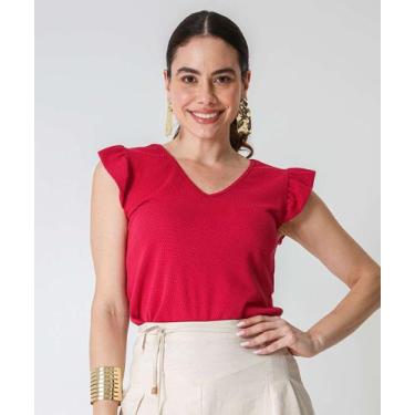 Imagem de Blusa Feminina Babados Sem Manga Marisa-58434, Vermelho, P