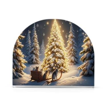 Imagem de Qilmy Suporte de guardanapo acrílico dourado brilhante para árvore de Natal, porta-guardanapos para mesas cozinha restaurante decoração de casa, suporte decorativo moderno para guardanapos de coquetel