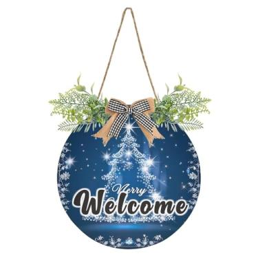 Imagem de YETTASBIN Placa de boas-vindas para árvore de Natal, placa de parede à prova d'água, guirlanda decorativa de alpendre para inauguração de casa, quintal, jardim, decoração de férias, 30 x 30 cm
