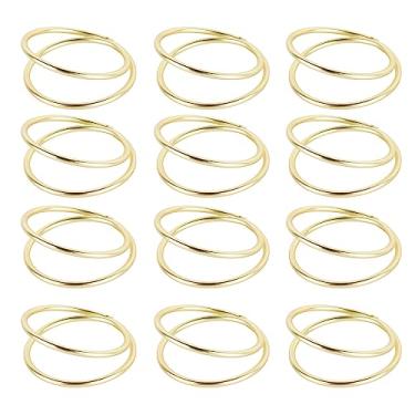 Imagem de Anéis de guardanapo em espiral para mesa de metal dourado fosco decorativo elegante recepção de festa de casamento 12 peças porta-guardanapos duráveis ​​à prova de ferrugem para