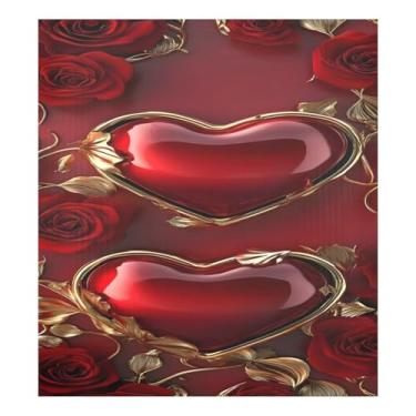 Imagem de Qilmy Capa magnética para máquina de lavar louça Dia dos Namorados amor coração 58 x 66 cm porta frontal capas decorativas de geladeira adesivo folha magnética máquina de lavar louça painel decalque