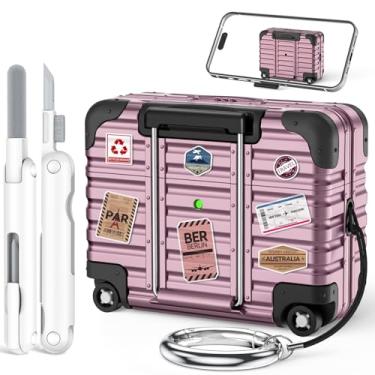 Imagem de Capa para AirPods Pro 3 2025 com trava e suporte de telefone, capa fofa e engraçada para AirPods Pro 3ª geração com kit de limpeza e chaveiro, capa rígida para Air Pods Pro 3 para mulheres e homens