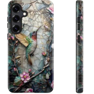 Imagem de DEENAKIN Capa fofa para Samsung Galaxy S25 - compatível com carregamento sem fio - silicone macio de camada dupla + capa dura - design elegante de flores silvestres - capa de telefone chique para