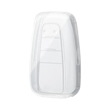 Imagem de OFFWEGO Capa para chaveiro Toyota Camry RAV4, capa de carro de proteção TPU macia compatível com porta-chaves inteligente Camry RAV4 Highlander Avalon C-HR Prius Corolla GT86 2018-2022, branco