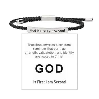 Imagem de Pulseira God Is First, joia cristã inspiradora, presente de fé motivacional, Medium, Latão, Sem Pedra Preciosa