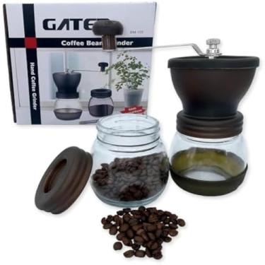 Imagem de Moedor De Cafe Manual Vidro Plastico Inox Ceramica - Marrom