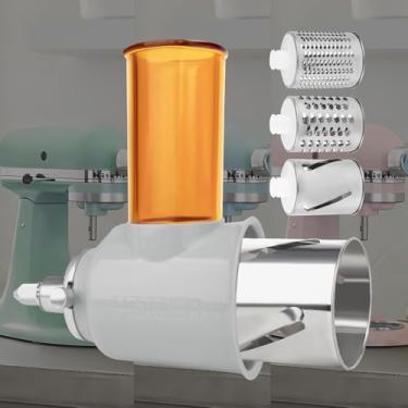 Imagem de Acessório para triturador de fatiador para cozinha, acessórios KitchenAid, acessório para ralador de queijo, acessório para fatiador de vegetais, acessório de processador de alimentos para batedeira de suporte de cozinha com 3 lâminas (cinza)