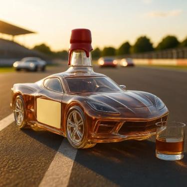 Imagem de Garrafa de uísque em formato de carro esportivo de 293 ml, garrafa de vidro criativa em 3D, garrafas de vinho vazias para armazenamento de bebidas sopradas à mão, utensílios de bar para casa