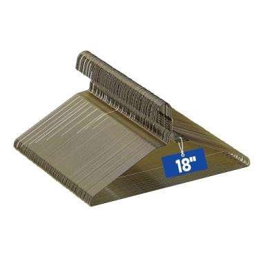 Imagem de Cabides de metal de arame de 45,7 cm, pacote com 100, extralongos para camisas, blusas, casacos, economia de espaço e antiderrapante, fino para limpeza a seco, organização de varejo e armário