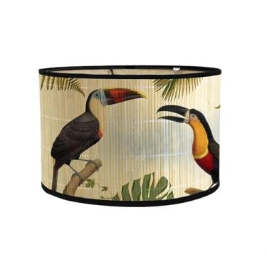 Imagem de Abajur E27 Vintage Bambu Abajur Padrão Flor Lanterna Sombra Acessório de Luz para Candeeiro de Mesa Pendente Luz de Chão (G)