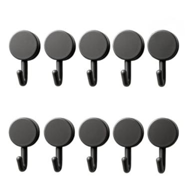 Imagem de Kit Ganchos Adesivos Multiuso Pretos para Parede - Organizador sem Furos, Fita Dupla Face Forte, para Cozinha, Banheiro e Quarto