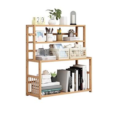 Imagem de Estante simples de madeira, estante infantil de quatro níveis, armazenamento de mesa, sala de estar, escritório, estante de livros/estantes de livros