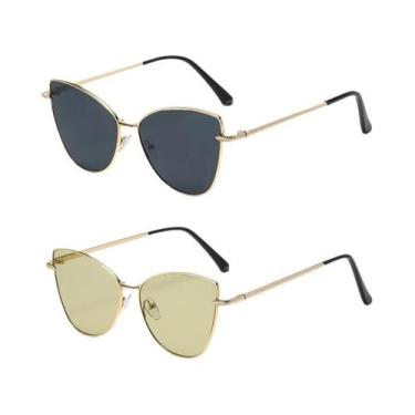 Imagem de Óculos De Sol Femininos Retrô De Metal Estilo Gatinho UV400 Moda Europ